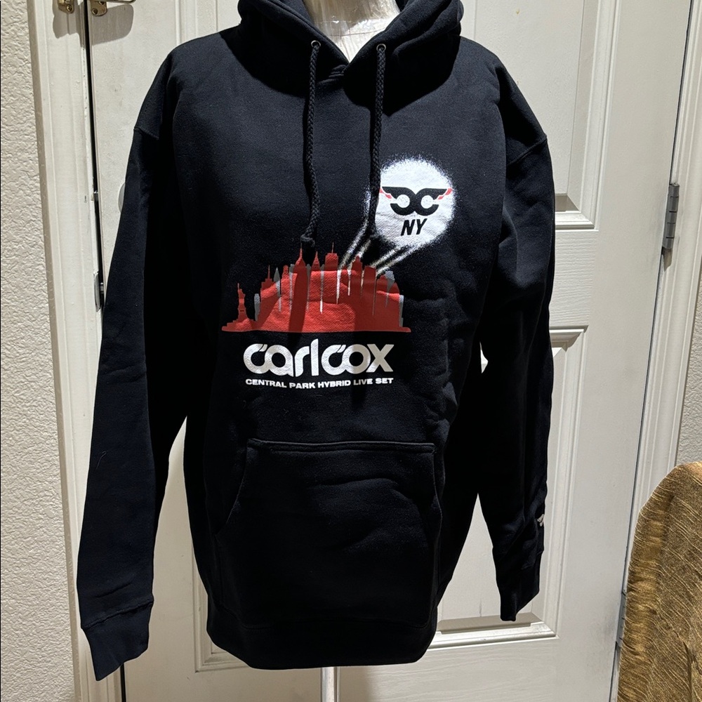 CARL COX Black Hoodie with Red Graphic